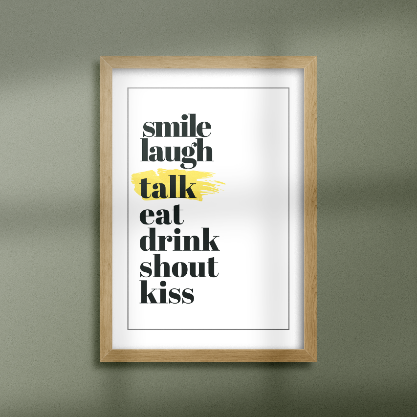 Poster Sju budord inramad mot grön bakgrund