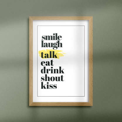 Poster Sju budord inramad mot grön bakgrund