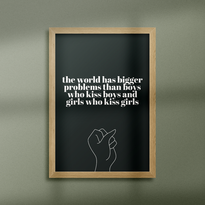 Poster The world inramad mot grön vägg